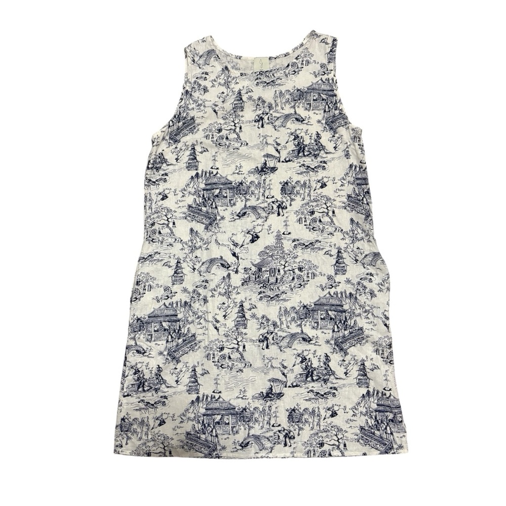 Joie toile linen blue and white shift dress